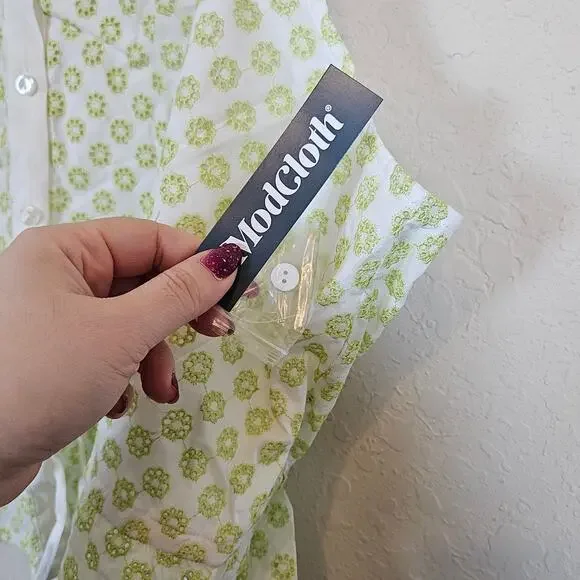 Modcloth Darling for the Prairie Peplum Tank Top White Green Floral Plus Size 2x - Picture 4 of 9